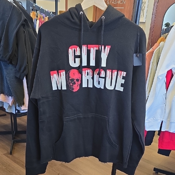 City Morgue Black and Red Graphic Hoodie